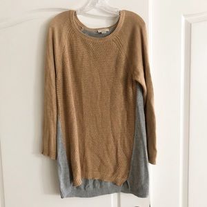 LOFT Tan & Grey Sweater Tunic